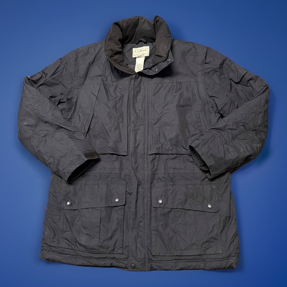 Vintage LL Bean Baxter State Goose Down Parka Jacket Mens Large Black